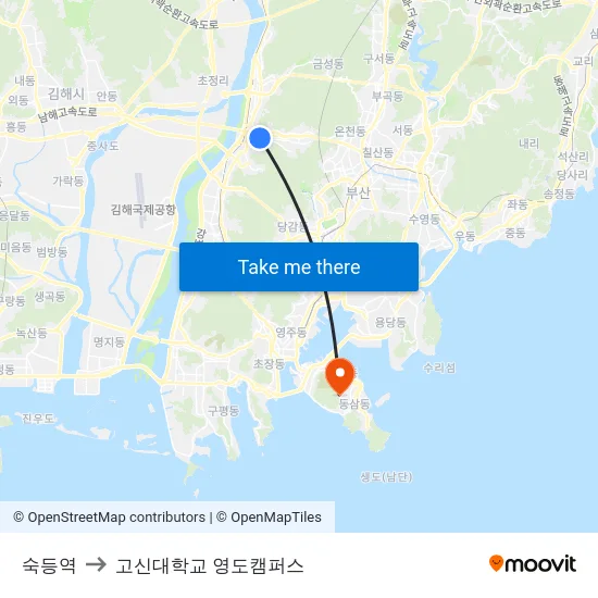 숙등역 to 고신대학교 영도캠퍼스 map