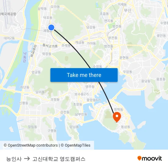 능인사 to 고신대학교 영도캠퍼스 map
