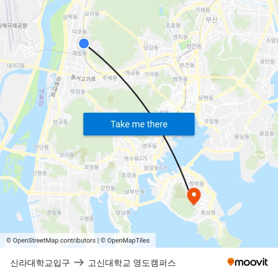 신라대학교입구 to 고신대학교 영도캠퍼스 map
