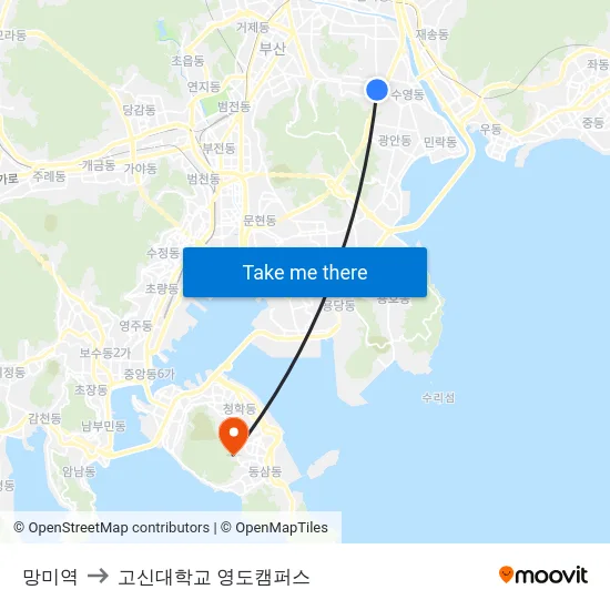 망미역 to 고신대학교 영도캠퍼스 map
