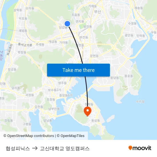 협성피닉스 to 고신대학교 영도캠퍼스 map