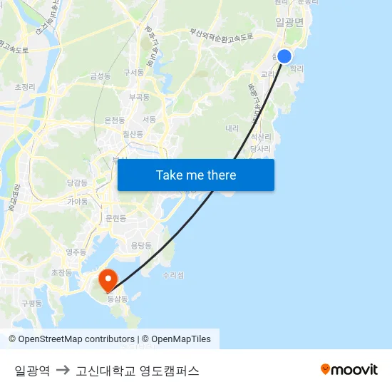 일광역 to 고신대학교 영도캠퍼스 map