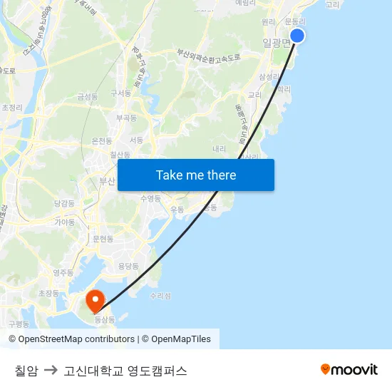 칠암 to 고신대학교 영도캠퍼스 map