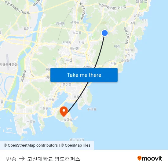반송 to 고신대학교 영도캠퍼스 map