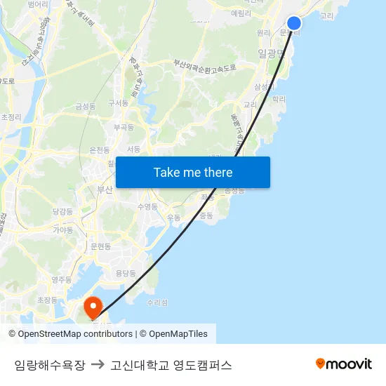 임랑해수욕장 to 고신대학교 영도캠퍼스 map