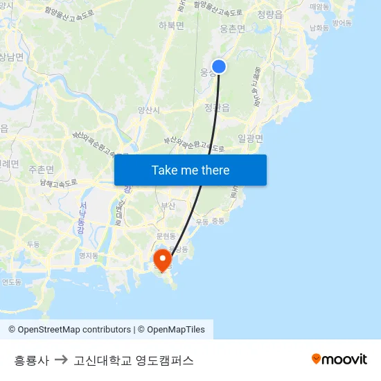 흥룡사 to 고신대학교 영도캠퍼스 map