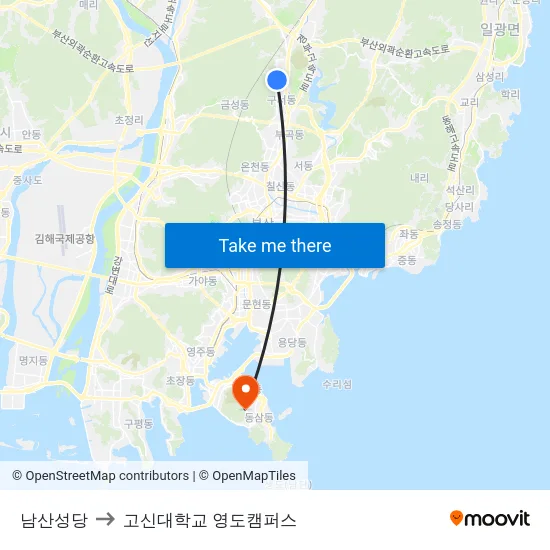 남산성당 to 고신대학교 영도캠퍼스 map