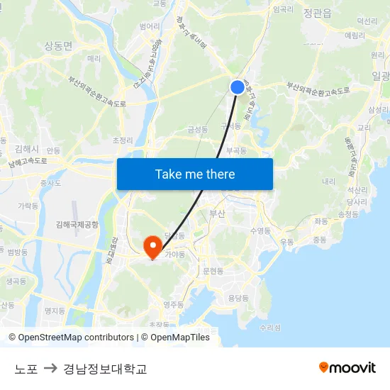 노포 to 경남정보대학교 map