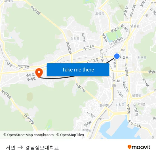 서면 to 경남정보대학교 map