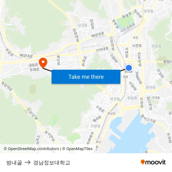 범내골 to 경남정보대학교 map