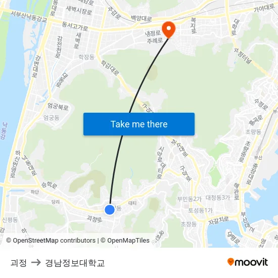 괴정 to 경남정보대학교 map