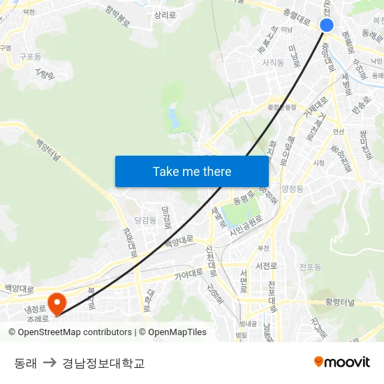 동래 to 경남정보대학교 map