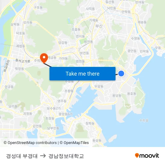 경성대 부경대 to 경남정보대학교 map