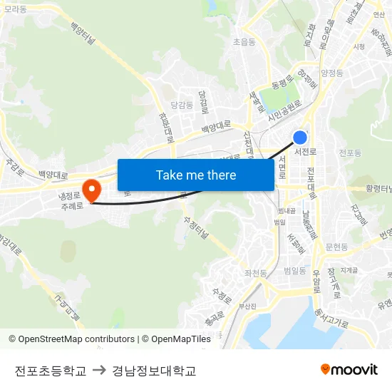 전포초등학교 to 경남정보대학교 map