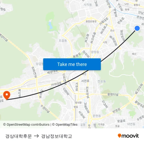 경상대학후문 to 경남정보대학교 map