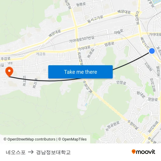 네오스포 to 경남정보대학교 map