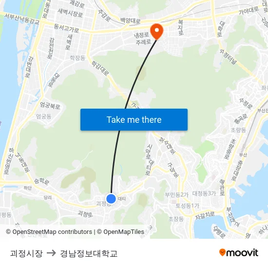 괴정시장 to 경남정보대학교 map