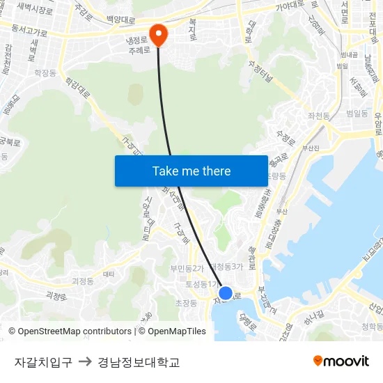 자갈치입구 to 경남정보대학교 map