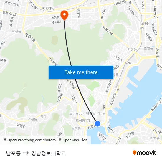 남포동 to 경남정보대학교 map
