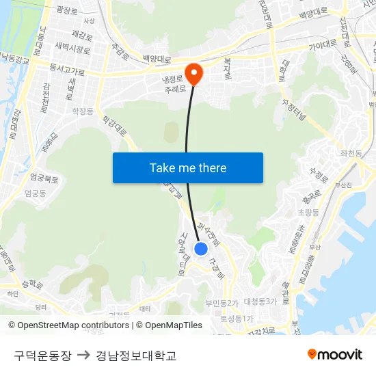 구덕운동장 to 경남정보대학교 map