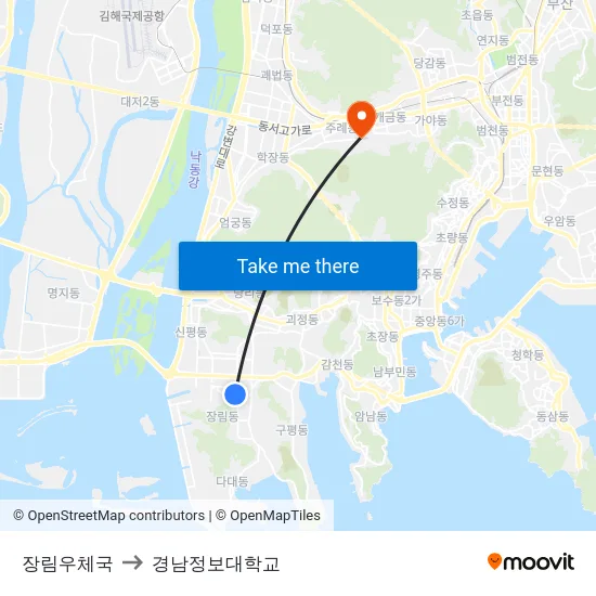 장림우체국 to 경남정보대학교 map