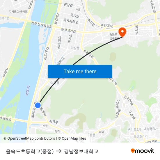 을숙도초등학교(종점) to 경남정보대학교 map