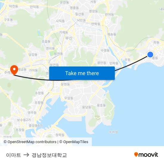 이마트 to 경남정보대학교 map