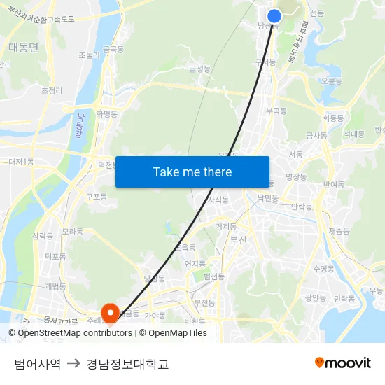 범어사역 to 경남정보대학교 map