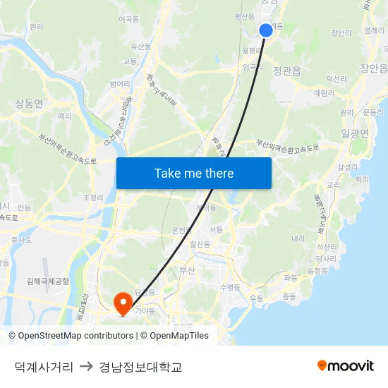덕계사거리 to 경남정보대학교 map