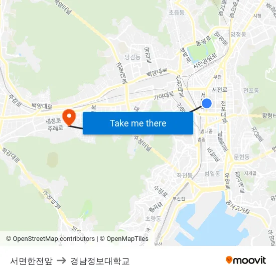 서면한전앞 to 경남정보대학교 map