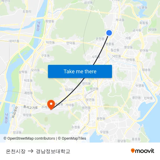 온천시장 to 경남정보대학교 map