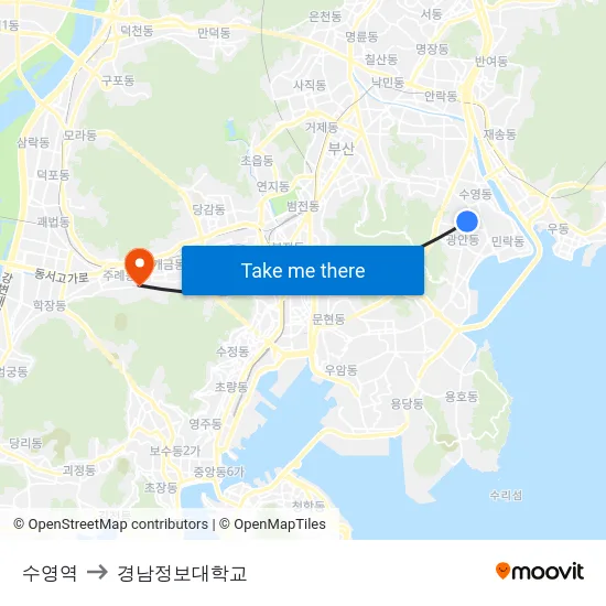 수영역 to 경남정보대학교 map