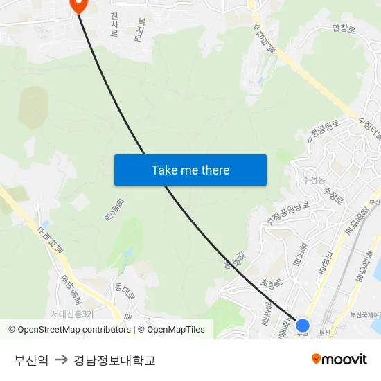 부산역 to 경남정보대학교 map