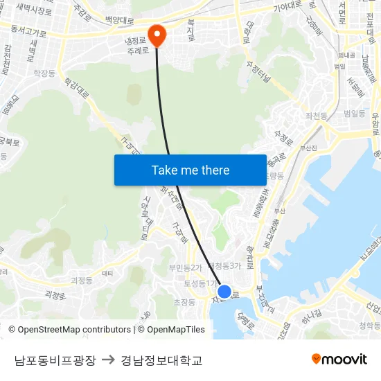 남포동비프광장 to 경남정보대학교 map