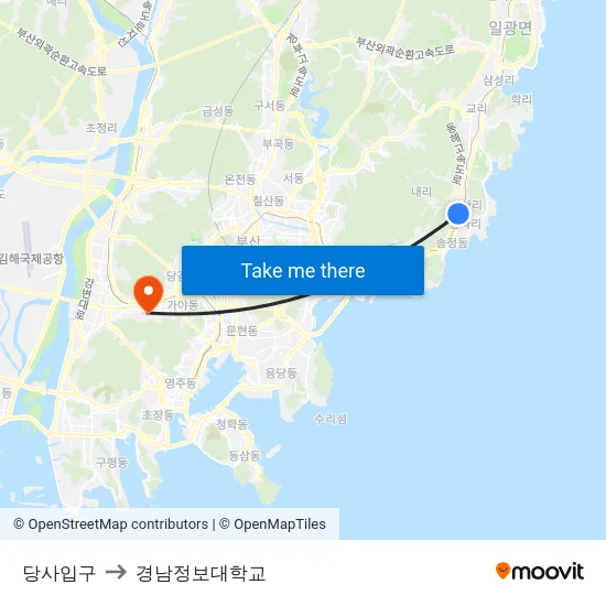 당사입구 to 경남정보대학교 map