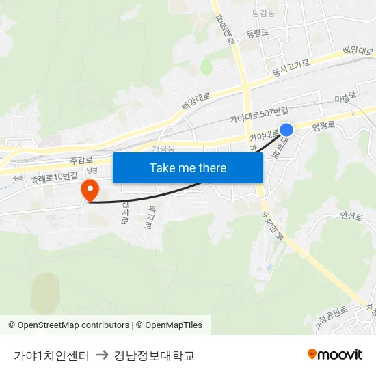 가야1치안센터 to 경남정보대학교 map