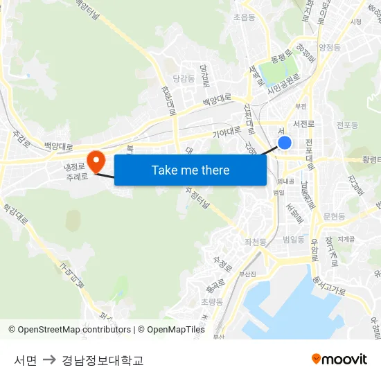 서면 to 경남정보대학교 map