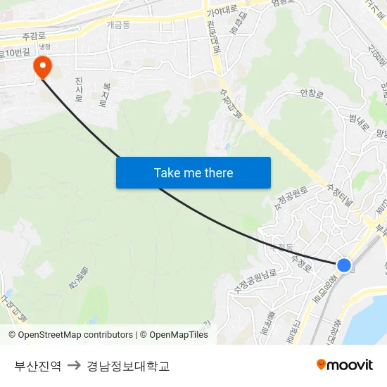 부산진역 to 경남정보대학교 map