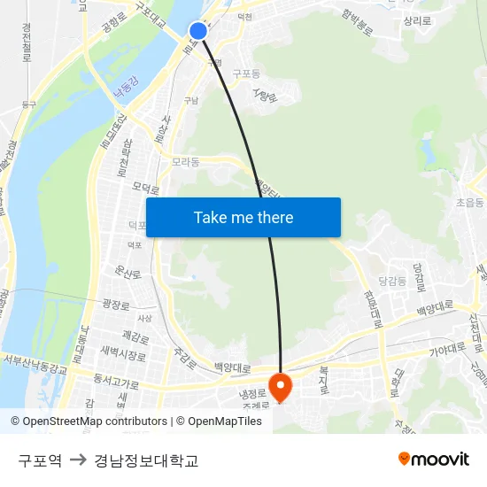 구포역 to 경남정보대학교 map