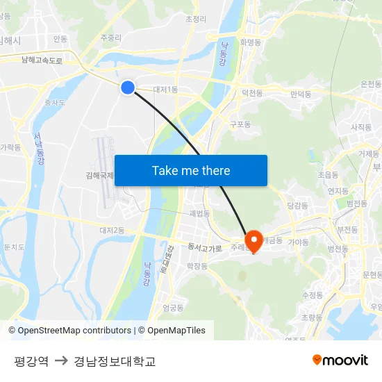 평강역 to 경남정보대학교 map