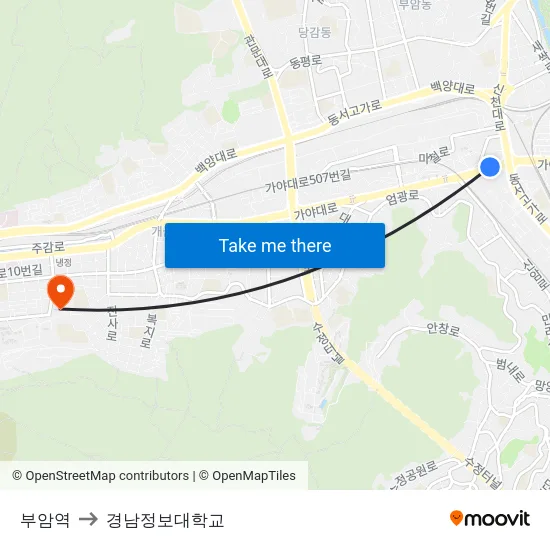 부암역 to 경남정보대학교 map
