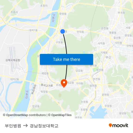 부민병원 to 경남정보대학교 map