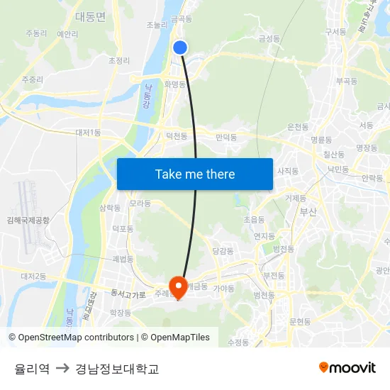율리역 to 경남정보대학교 map