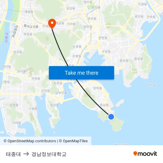 태종대 to 경남정보대학교 map