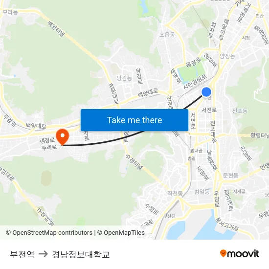부전역 to 경남정보대학교 map