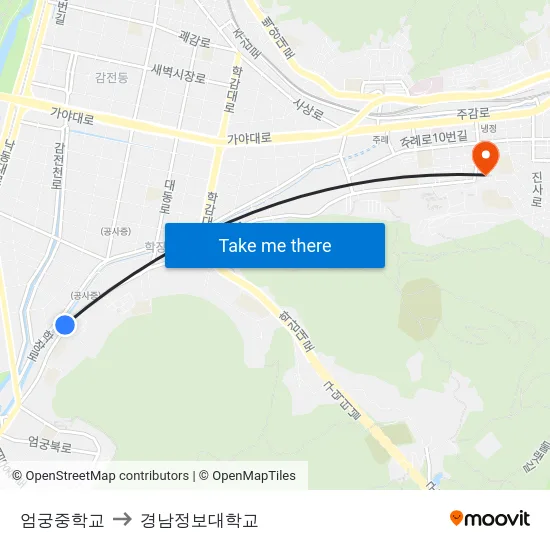 엄궁중학교 to 경남정보대학교 map