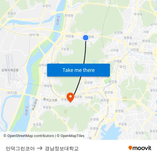 만덕그린코아 to 경남정보대학교 map