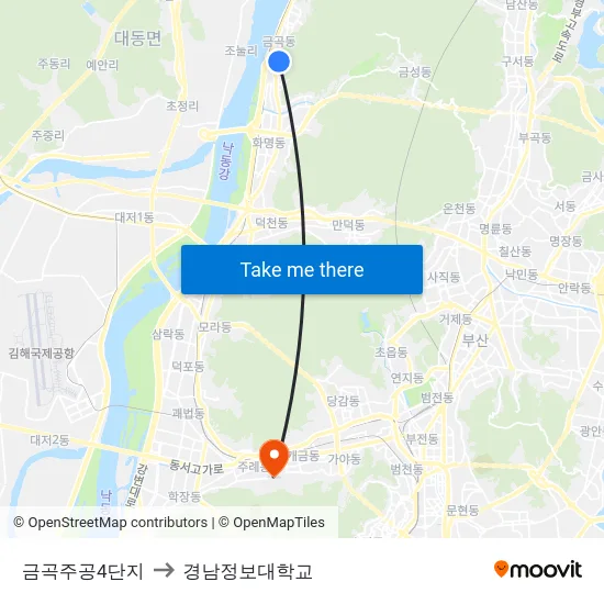 금곡주공4단지 to 경남정보대학교 map