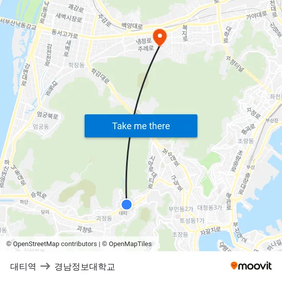 대티역 to 경남정보대학교 map