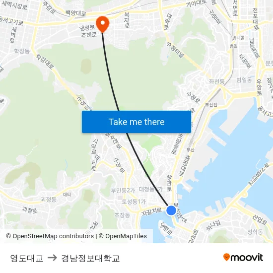 영도대교 to 경남정보대학교 map